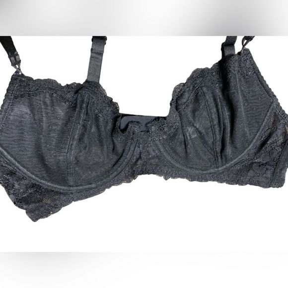 OGET, Black Mesh Bralette, Straps Snap from the Back, Size 38C, NWT - Picture 3 of 7